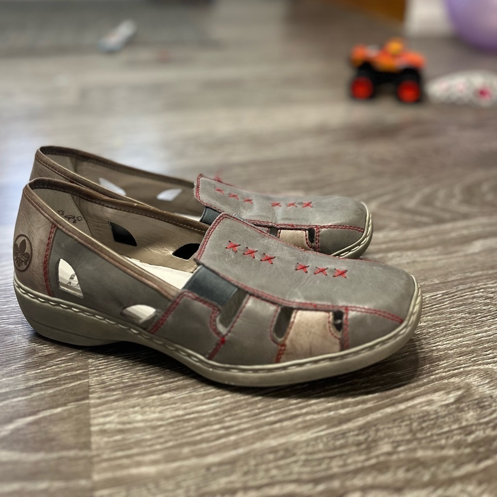 Rieker Anti-Stress Comfort Loafers, Size 9.5US women’s/ premium Gray Leather